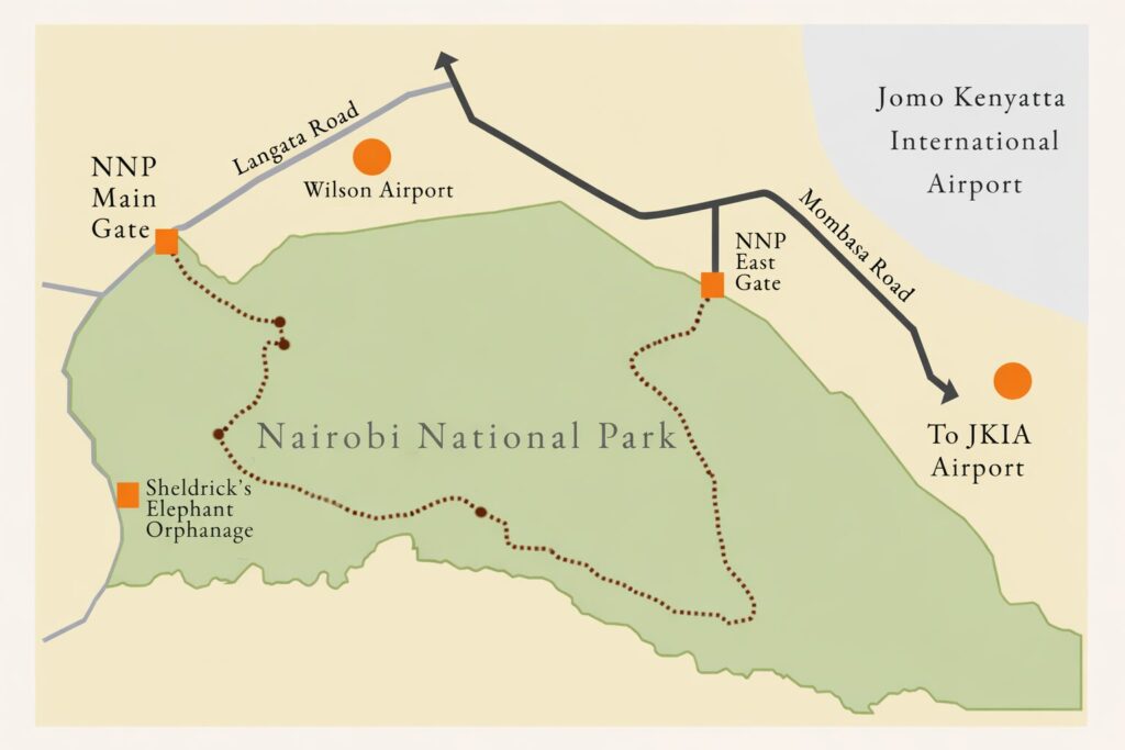 NairobiPark Org Image showing Nairobi National Park Locations