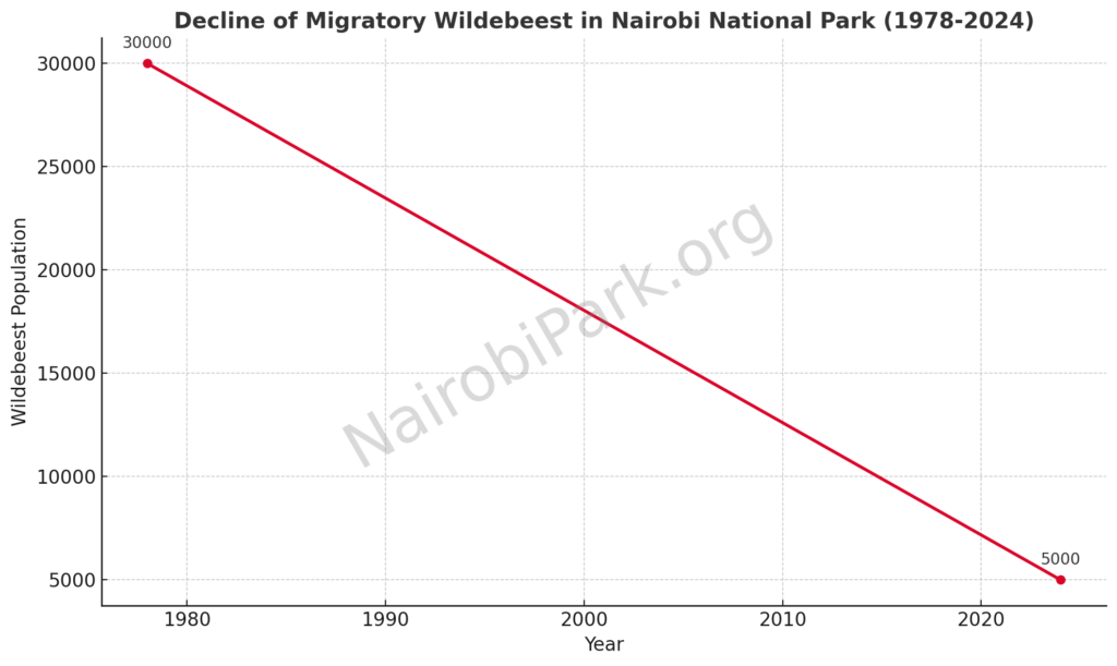 Decline Of Migratory Wildebeest In Nairobi National Park (1978-2024)








