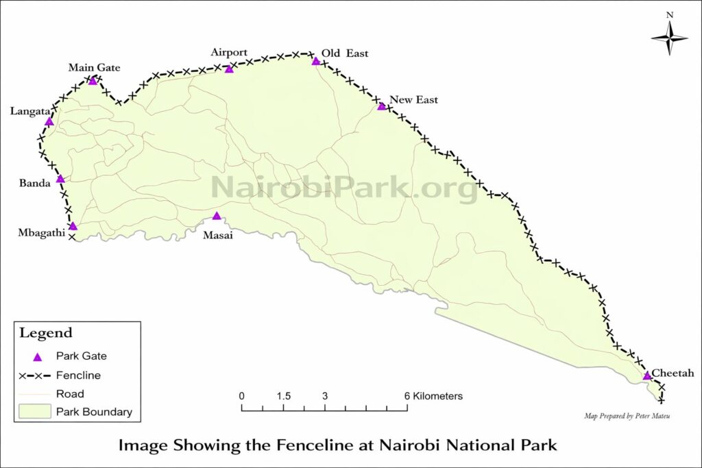 Fenceline Map of Nairobi National Park by NairobiPark.org